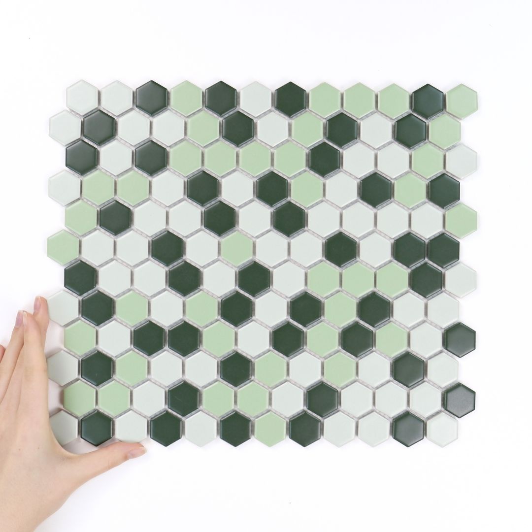 Fliese Hexagon Klein Green Mix Matt