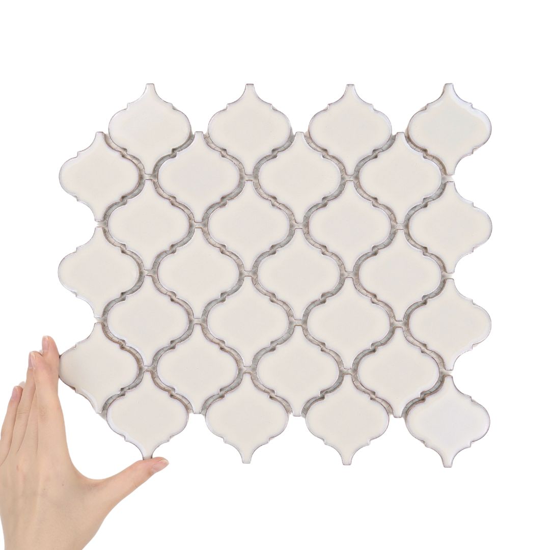 Fliese Arabesque Mittelgroß Creme Glänzend