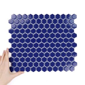 Fliese Hexagon Klein Navy Blue Glänzend