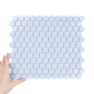 Fliese Hexagon Klein Sky Blue Glänzend