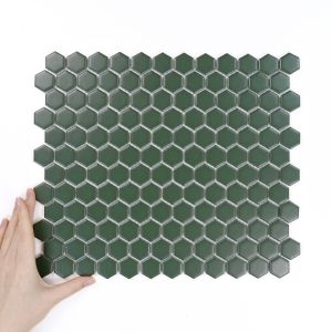 Fliese Hexagon Klein Dunkelgrün Matt