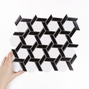 Fliese Hexagon Stella Schwarz-Weiß Matte