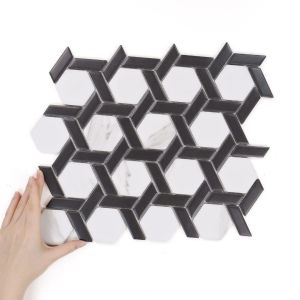 Fliese Heksagon Stella Schwarze & Marmor Matte