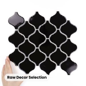 Fliese Arabesque Groß Schwarz Glänzend