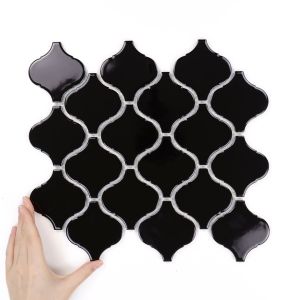 Fliese Arabesque Groß Schwarz Glänzend