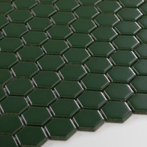 Fliese Hexagon Klein Dunkelgrün Matt