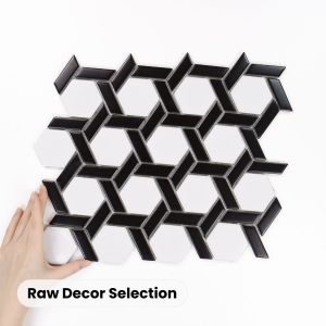 Fliese Hexagon Stella Schwarz-Weiß Matte