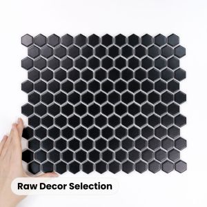Fliese Hexagon Klein Schwarz Matt