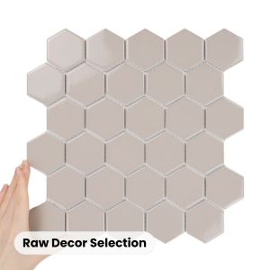 Fliese Hexagon Groß Cafe Latte Glänzend