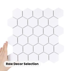 Fliese Hexagon Groß Weiß Matt
