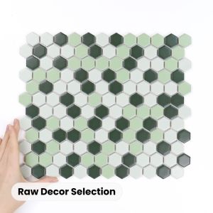 Fliese Hexagon Klein Green Mix Matt