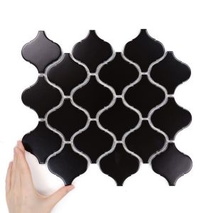 Fliese Arabesque Groß Schwarz Matt