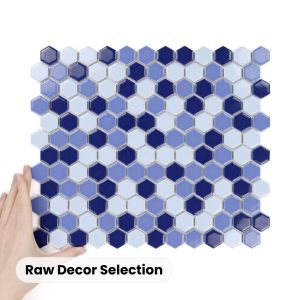 Fliese Hexagon Klein Sea Mix Glänzend