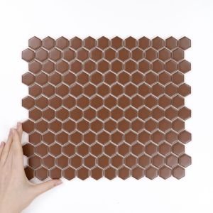 Fliese Hexagon Klein Braun Matt
