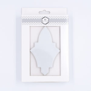 Musterfliese: Arabesque Shield White Glänzend