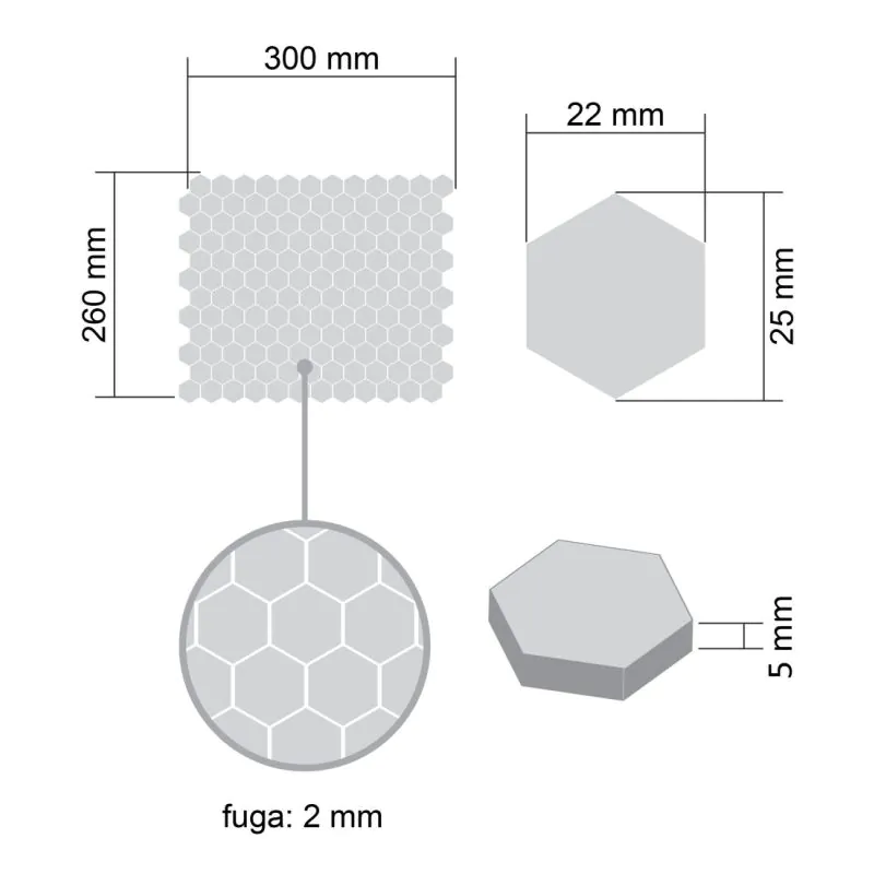 Fliese Hexagon Klein Navy Blue Glänzend