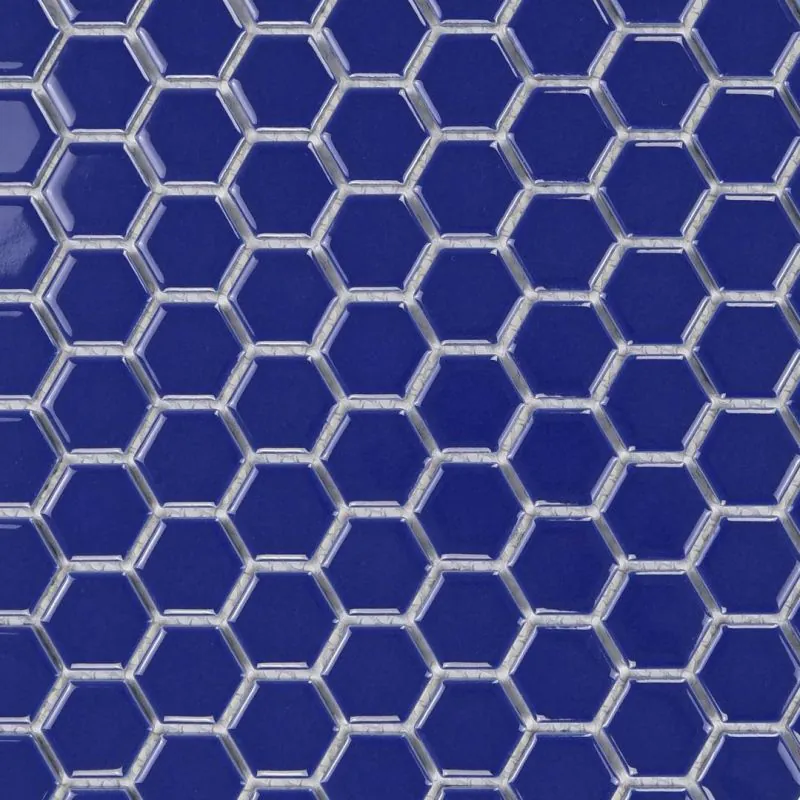 Fliese Hexagon Klein Navy Blue Glänzend