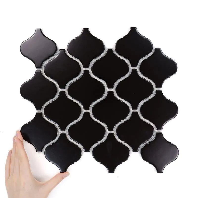 Fliese Arabesque Groß Schwarz Matt