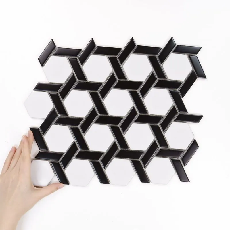 Fliese Hexagon Stella Schwarz-Weiß Matte