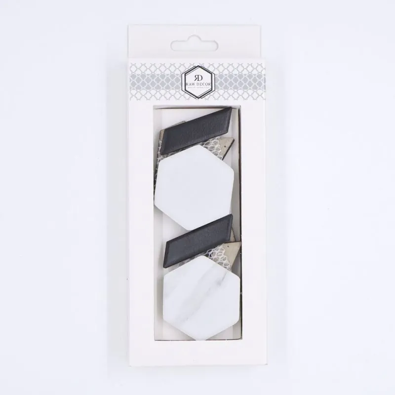 Musterfliese: Heksagon Stella Schwarze & Marmor Matte