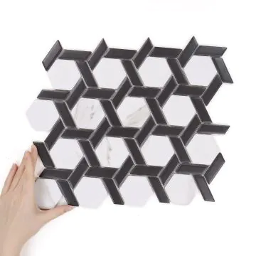 Fliese Heksagon Stella Schwarze & Marmor Matte