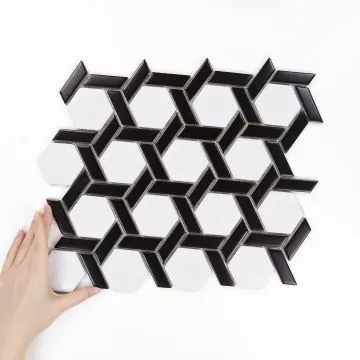 Fliese Hexagon Stella Schwarz-Weiß Matte