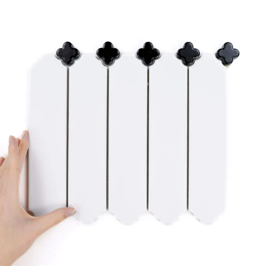 Fliese Cecile White Glänzend Klee Black