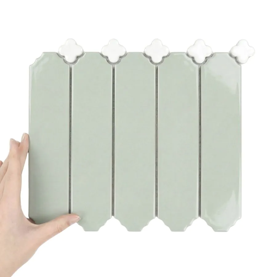 Płytka Cecile Sage Połysk z Białą Koniczyną