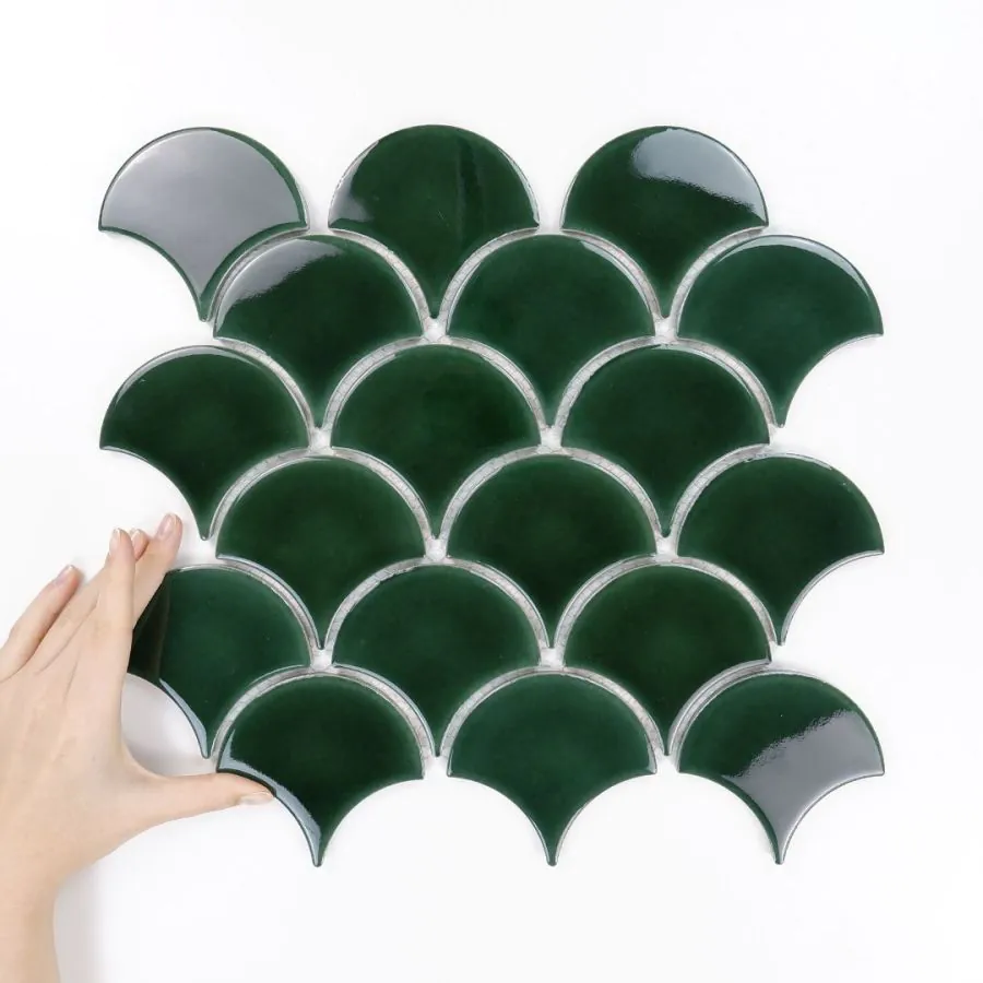 Fliese Flabellum Groß Emerald Glänzend