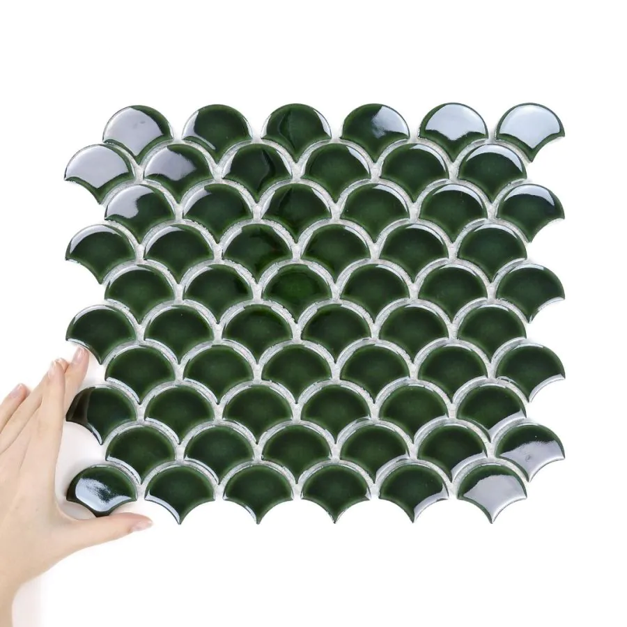 Fliese Flabellum Klein Emerald Glänzend