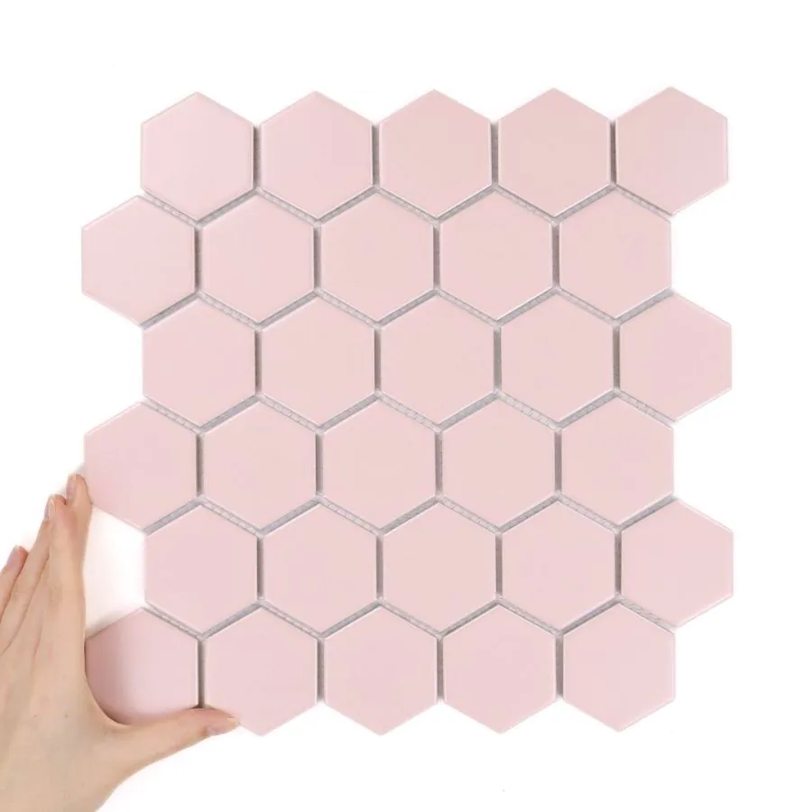 Fliese Hexagon Groß Pink Matt