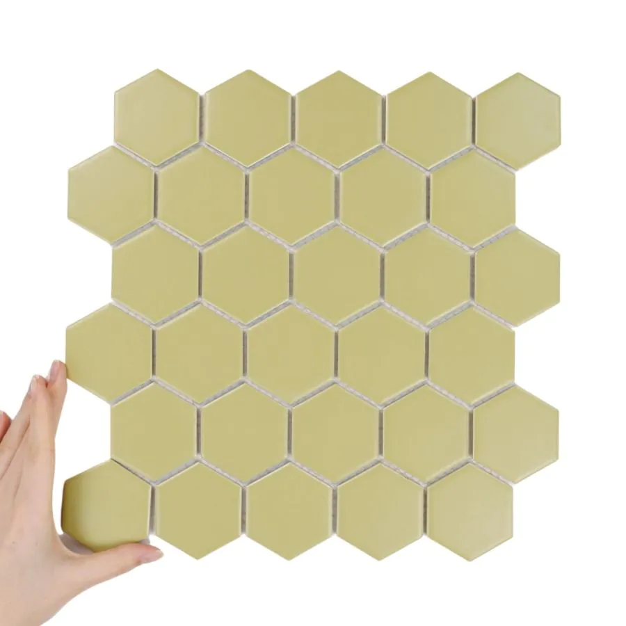 Fliese Hexagon Groß Golden Olive Matt