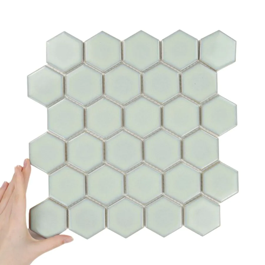 Fliese Hexagon groß Light Moss Glanzend