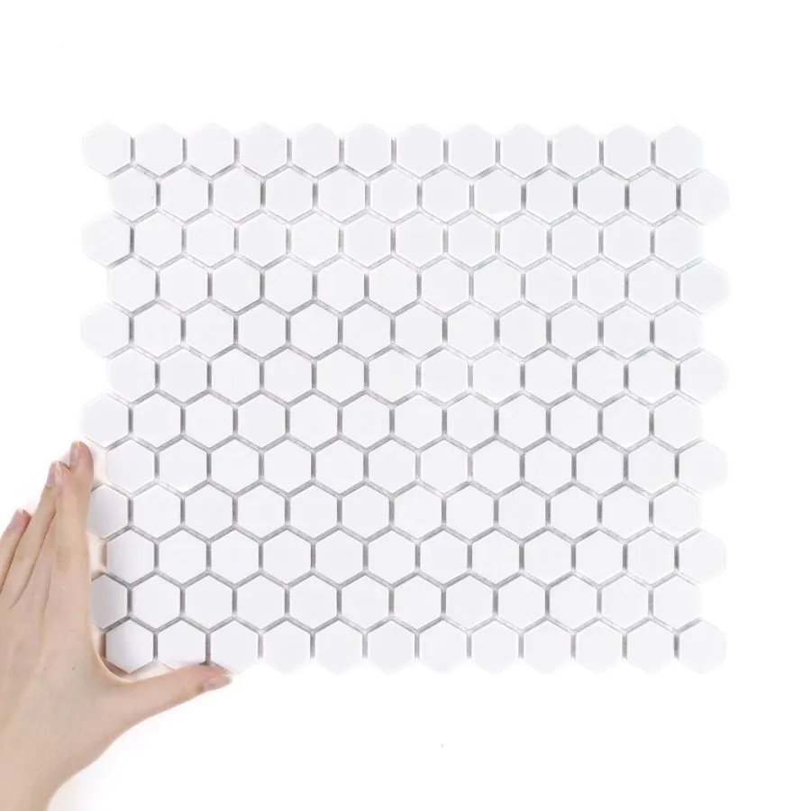 Fliese Hexagon Klein Weiß Matt