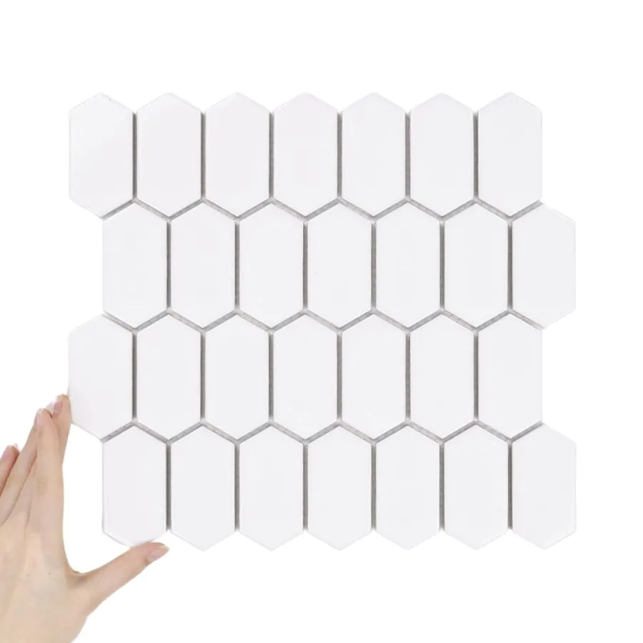 Fliese Hexalong Weiß Glänzend