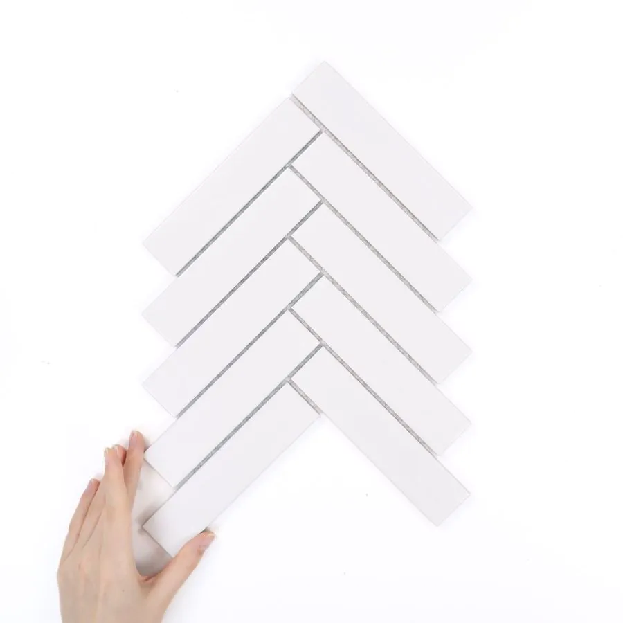 Fliese Fischgräten XL Weiß Matt