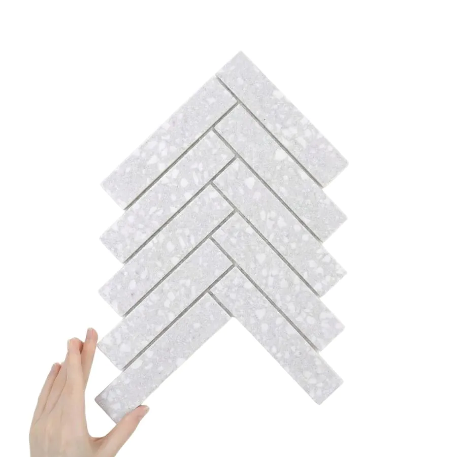 Płytka Jodełka XL Cemento Terrazzo Matowa