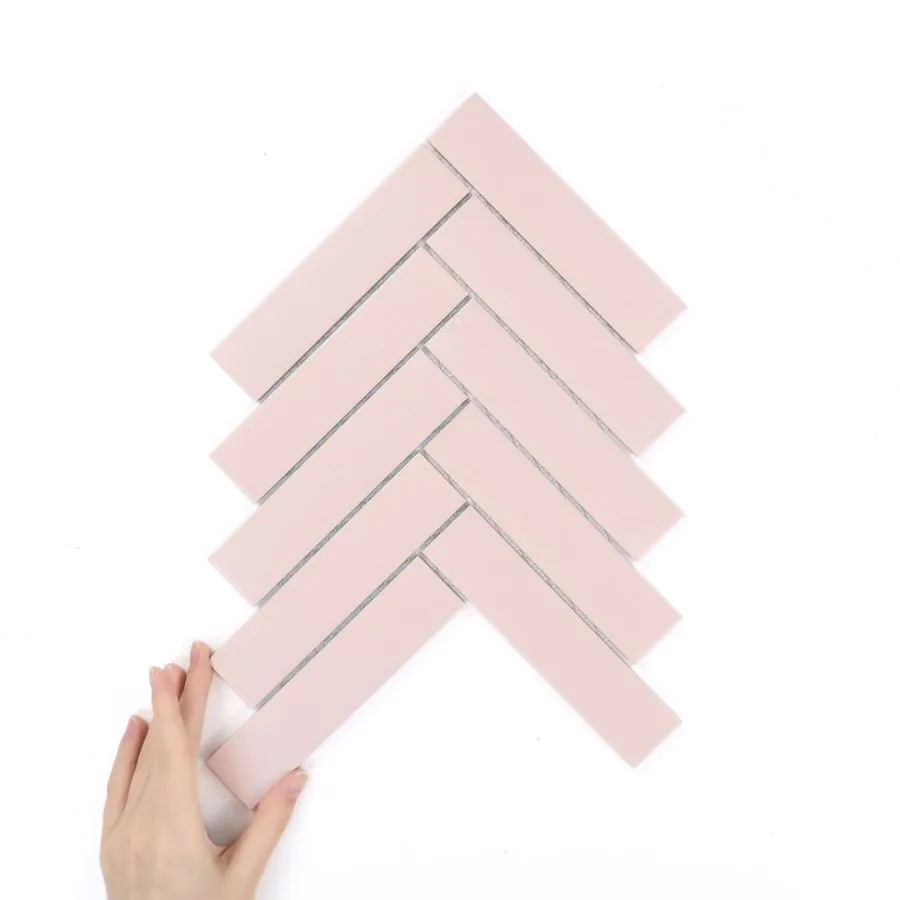 Fliese Fischgräten XL Pink Matt