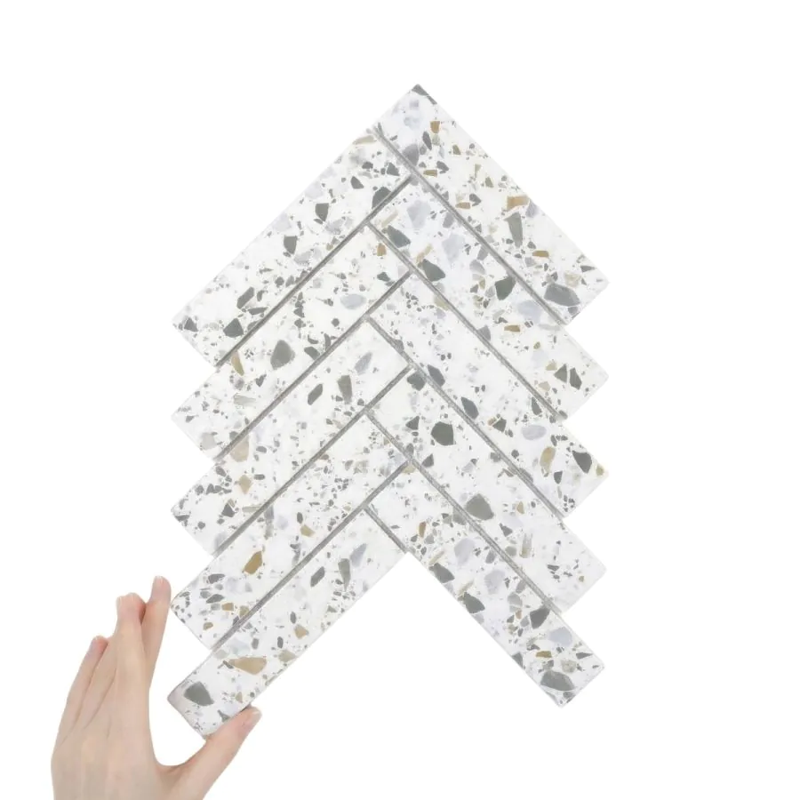 Płytka Jodełka XL Straciatella Terrazzo Matowa