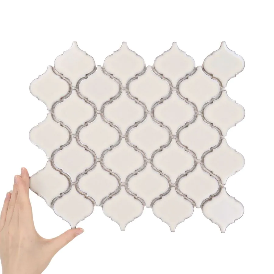 Fliese Arabesque Mittelgroß Creme Glänzend