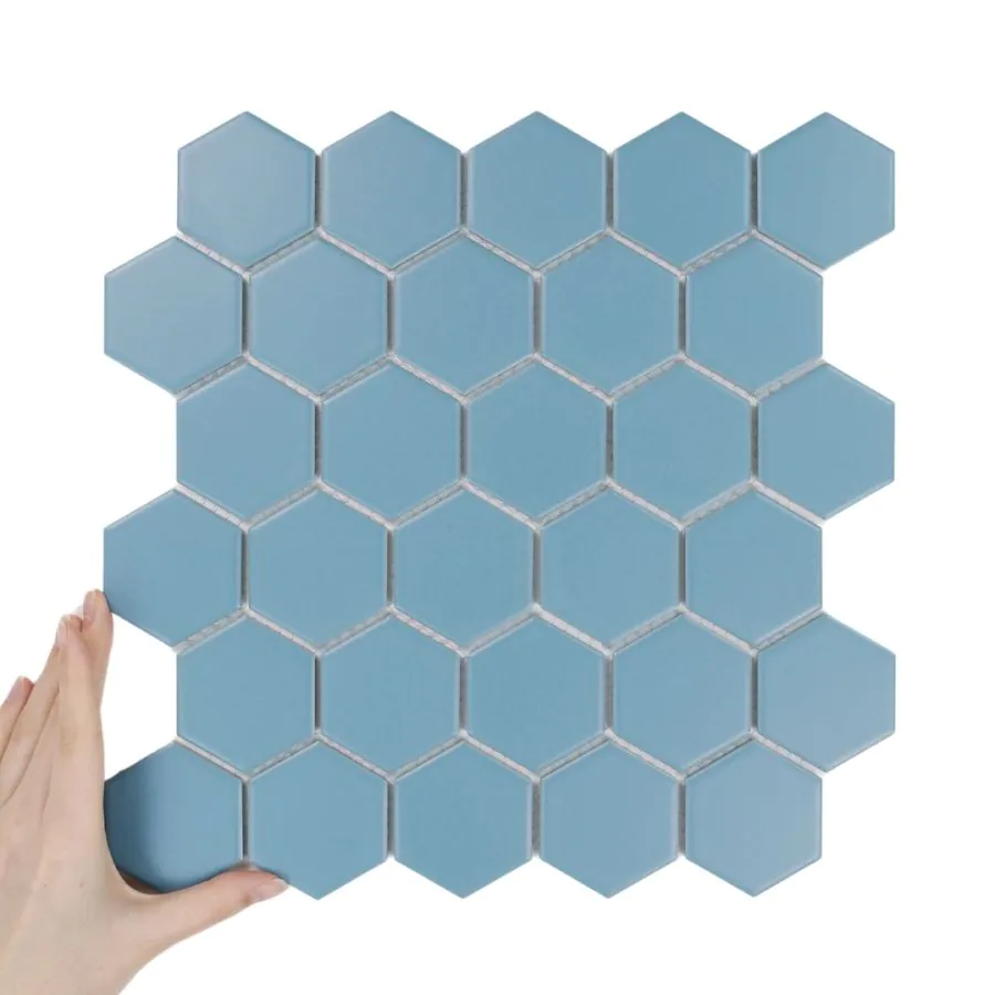 Fliese Hexagon Groß Peacock Matt