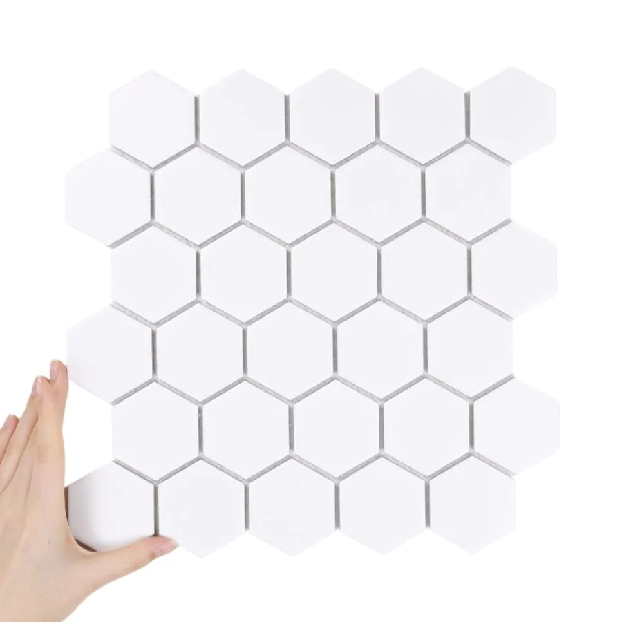 Fliese Hexagon Groß Weiß Matt