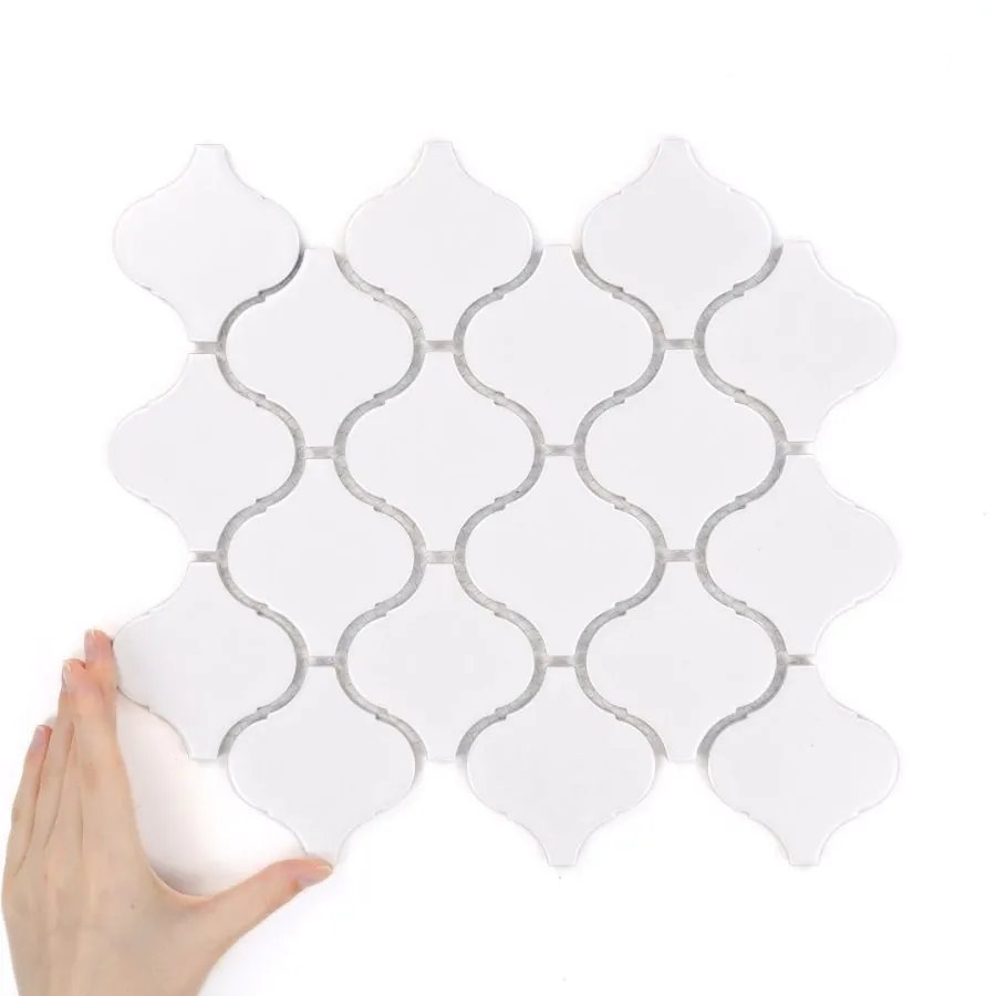 Fliese Arabesque Groß Weiß Glänzend