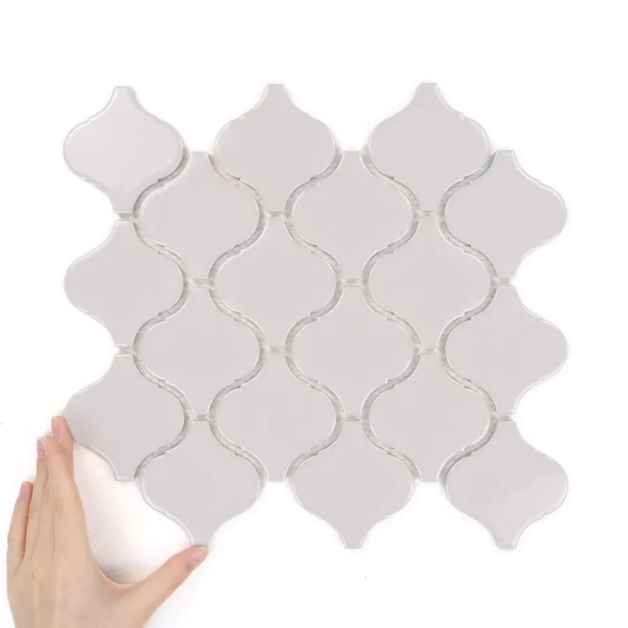 Fliese Arabesque Groß Hellgrau Glänzend