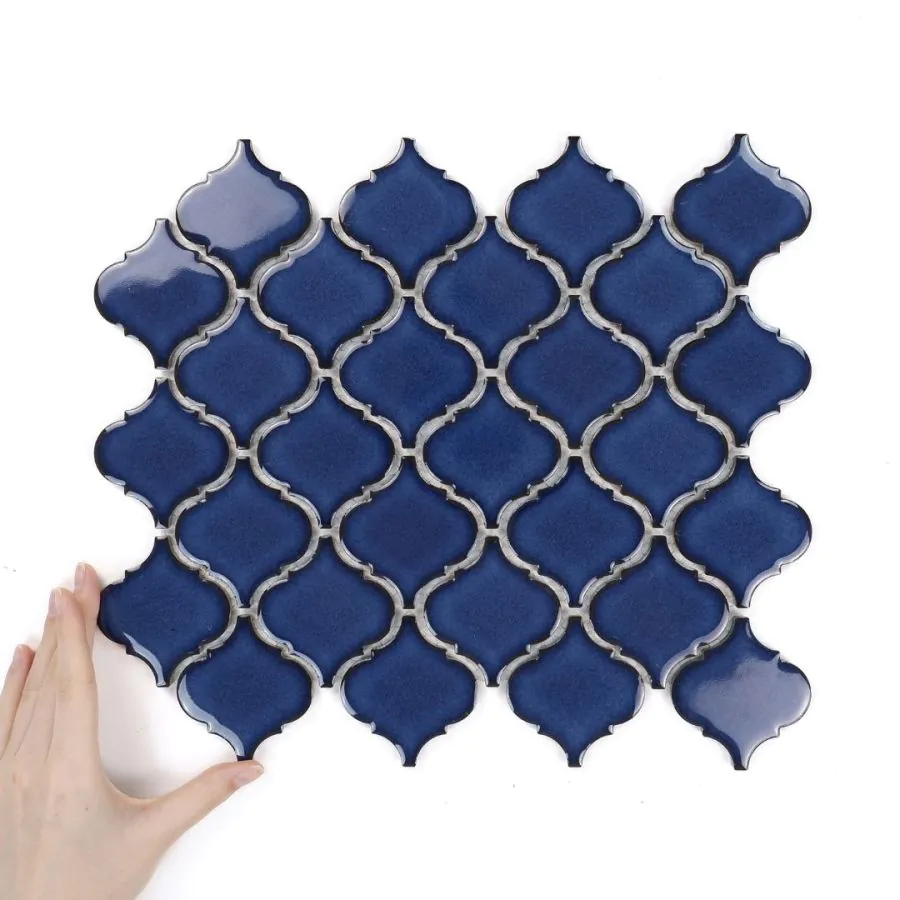 Fliese Arabesque Mittelgroß Deep Ocean Glänzend