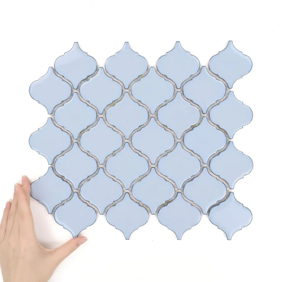 Fliese Arabesque Mittelgroß Baby Blue Glänzend