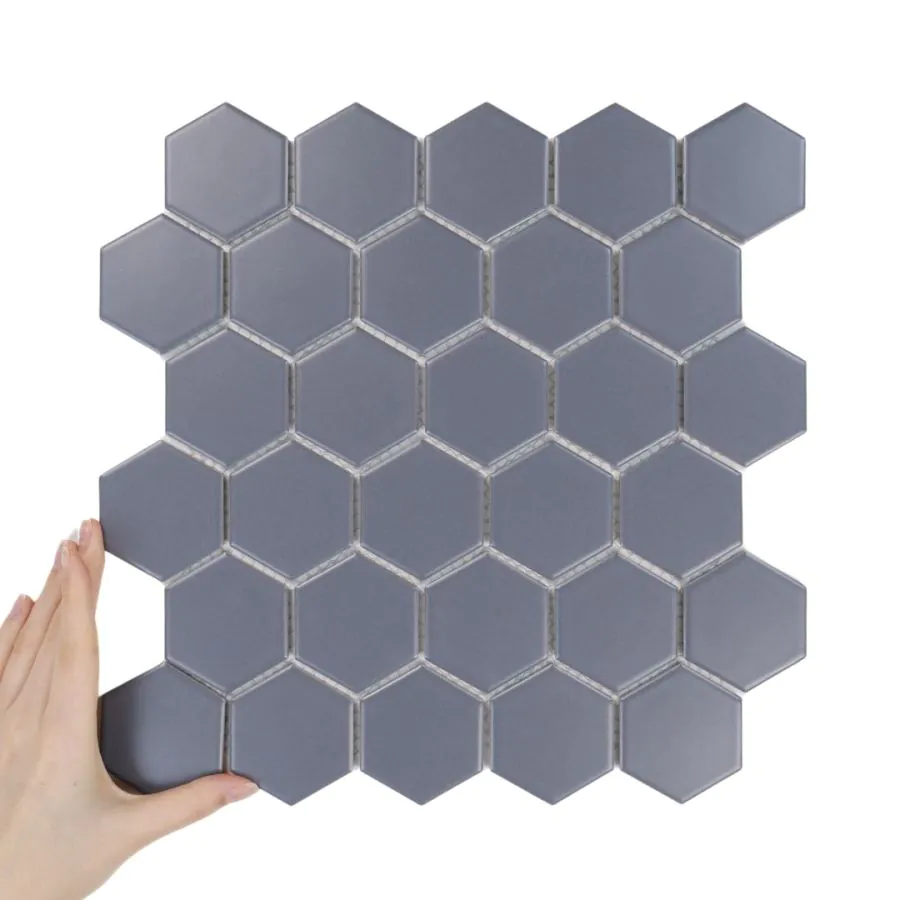 Fliese Hexagon Groß Dunkelgrau Matt