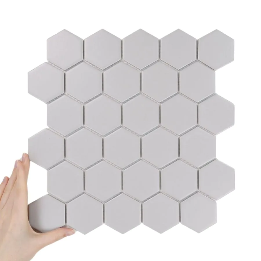 Fliese Hexagon Groß Hellgrau Matt