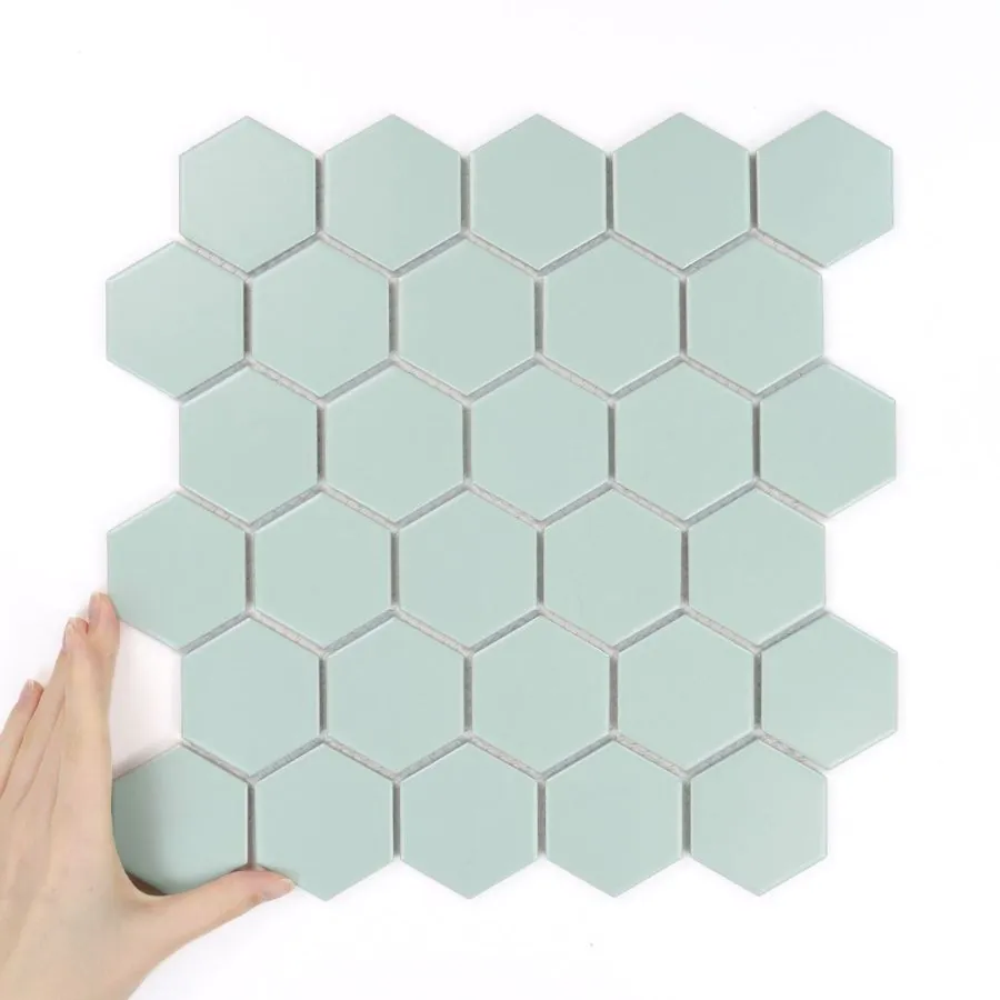Fliese Hexagon Groß Mint Matt