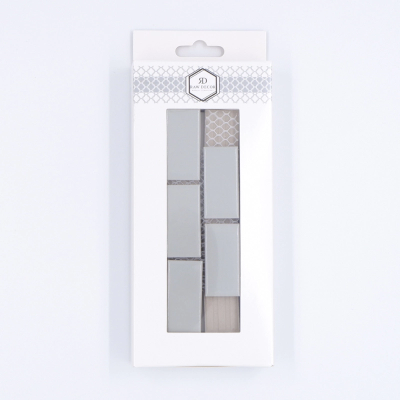 Musterfliese: Mini Ziegel Hellgrau Glänzend